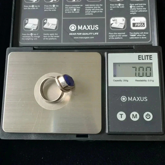 Sterling silver and lapis faceted cabachon ring size 7 - Picture 4 of 5